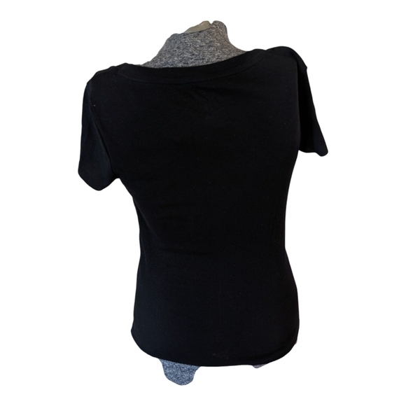 NWT A New Day Black Ribbed Scoop Neck T-Shirt Size S - Picture 5 of 8